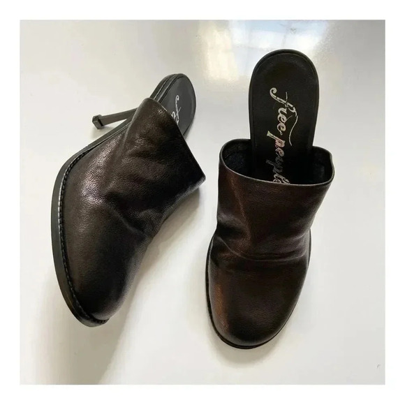 NEW Free People Leila Heeled Leather Mules size 37 US 6.5-7 - Picture 3 of 13